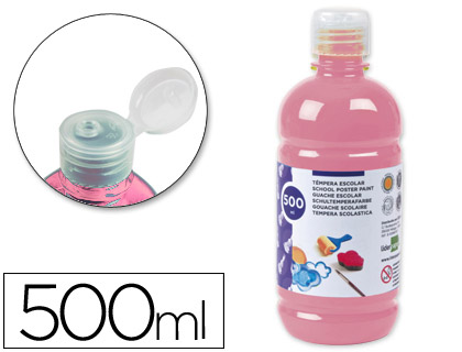 Témpera líquida Liderpapel escolar 500ml. rosa